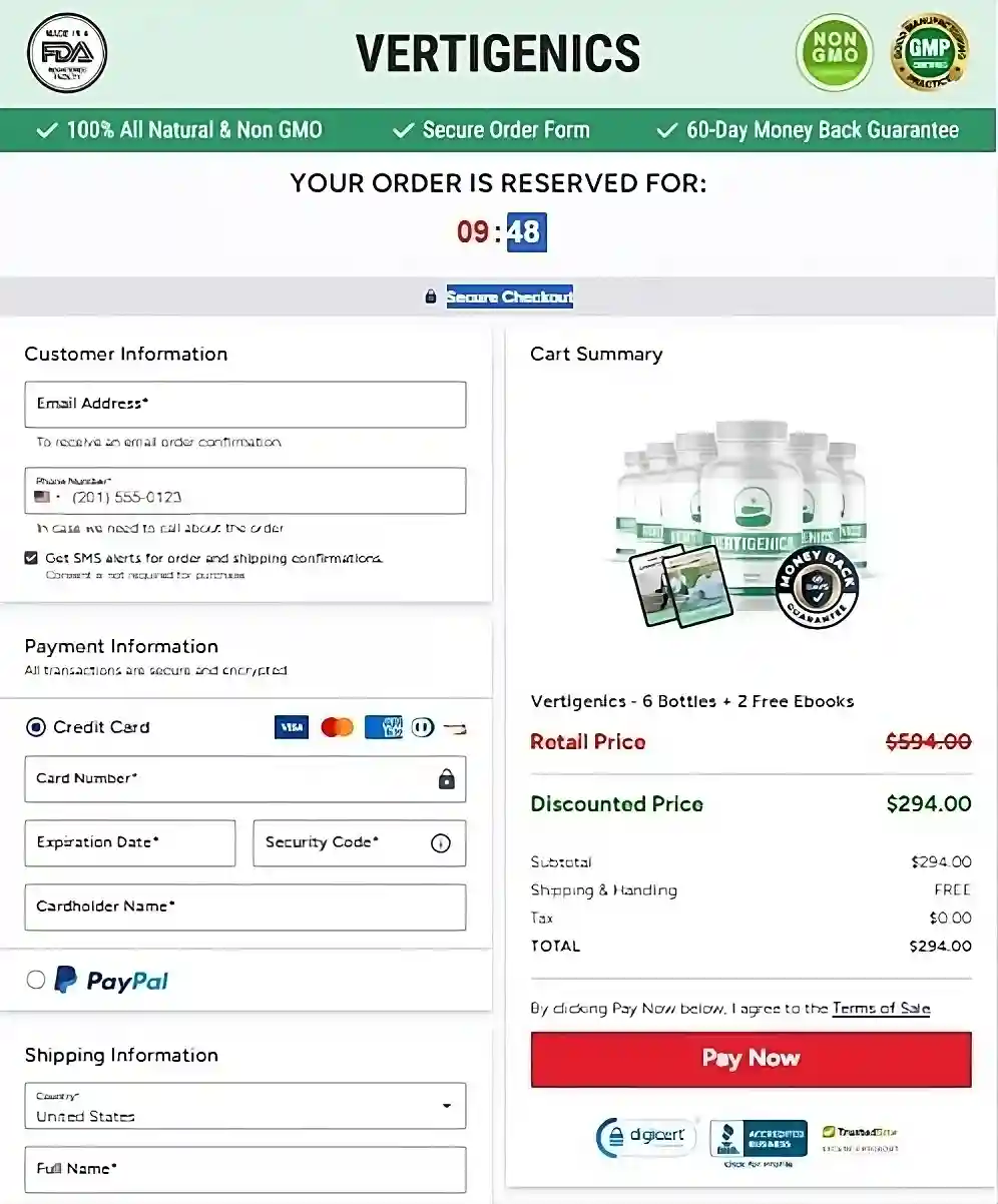 Vertigenics Order Page